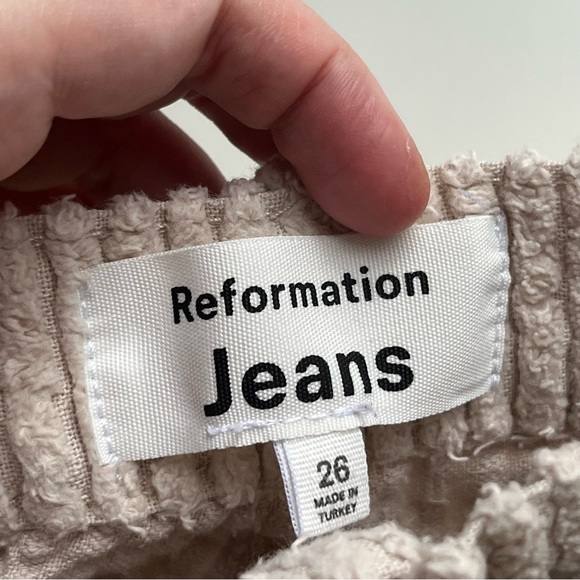 Reformation Jeans Preston Baggy High Rise Straight Corduroy Pants Cement 26 - Picture 8 of 13